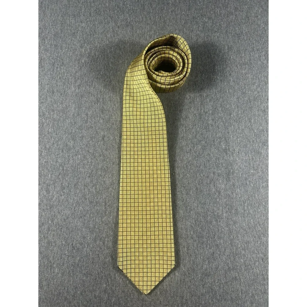 Brooks Brothers Makers Gold Basketweave Check Pure‎ Silk Tie